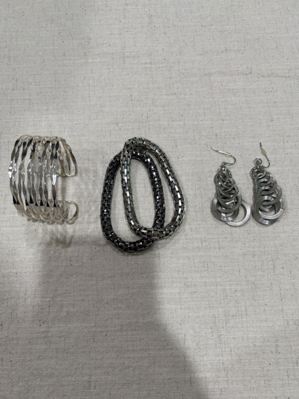 🩶 Express Silver-Tone Mixed Bracelet & Dangle Earring Set